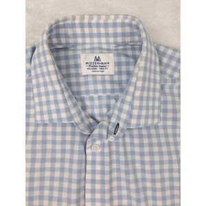 Mizzen + Main Shirt Men's 2XL Blue Gingham Check Lightweight Button Up